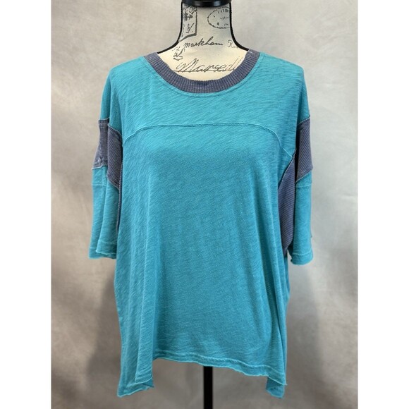 NWT Free People Movement New Kid On The Block Blue Oversized Tee Size S - Picture 1 of 4